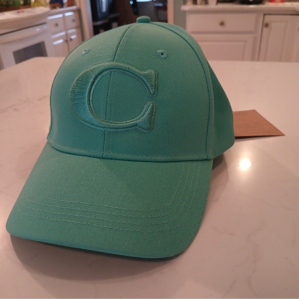 New Coach Signature Embroidered Logo Adjustable Hat/Cap - Aqua NWT!